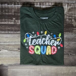 Green Short Sleeve Tee with Teacher Squad Design